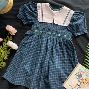Vintage Polly Flinders Smocked Waist Plaid Dress